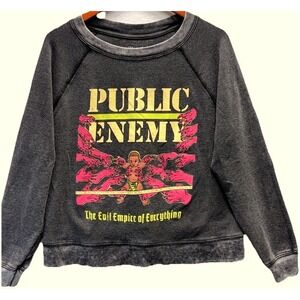 Recycled Karma Public Enemy Crewneck Sweatshirt Womens Size XS Charcoal